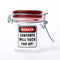 Airtight 1.5oz stash jar with bold label 'Contents Will Fuck You Up!' by Ted Miller Innovations at Honeybee Herb