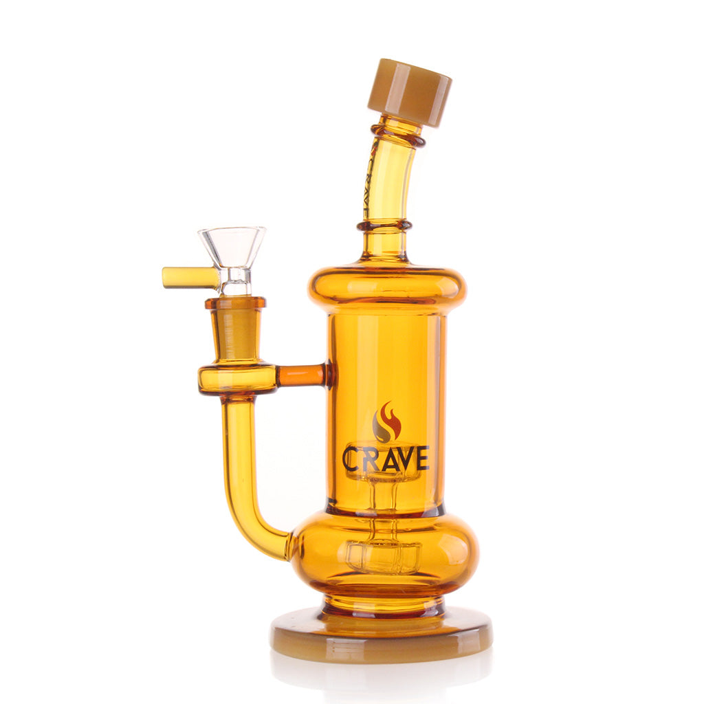 Shop Crave Dual Chamber Recycler Dab Rig amber color with dual filtration at Honeybee Herb