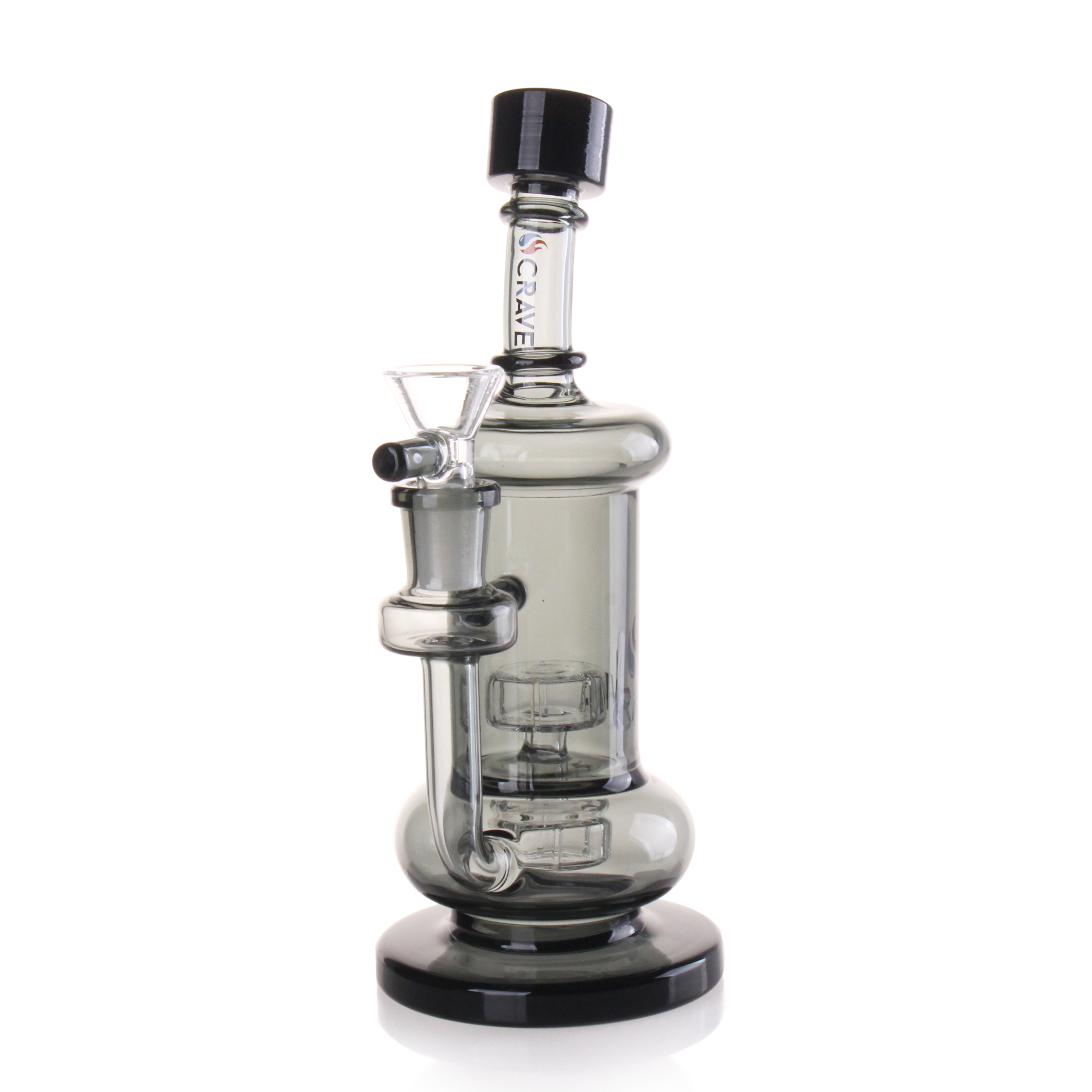 Crave Dual Chamber Recycler Dab Rig in smoke glass finish, available for sale at Honeybee Herb online smoke shop