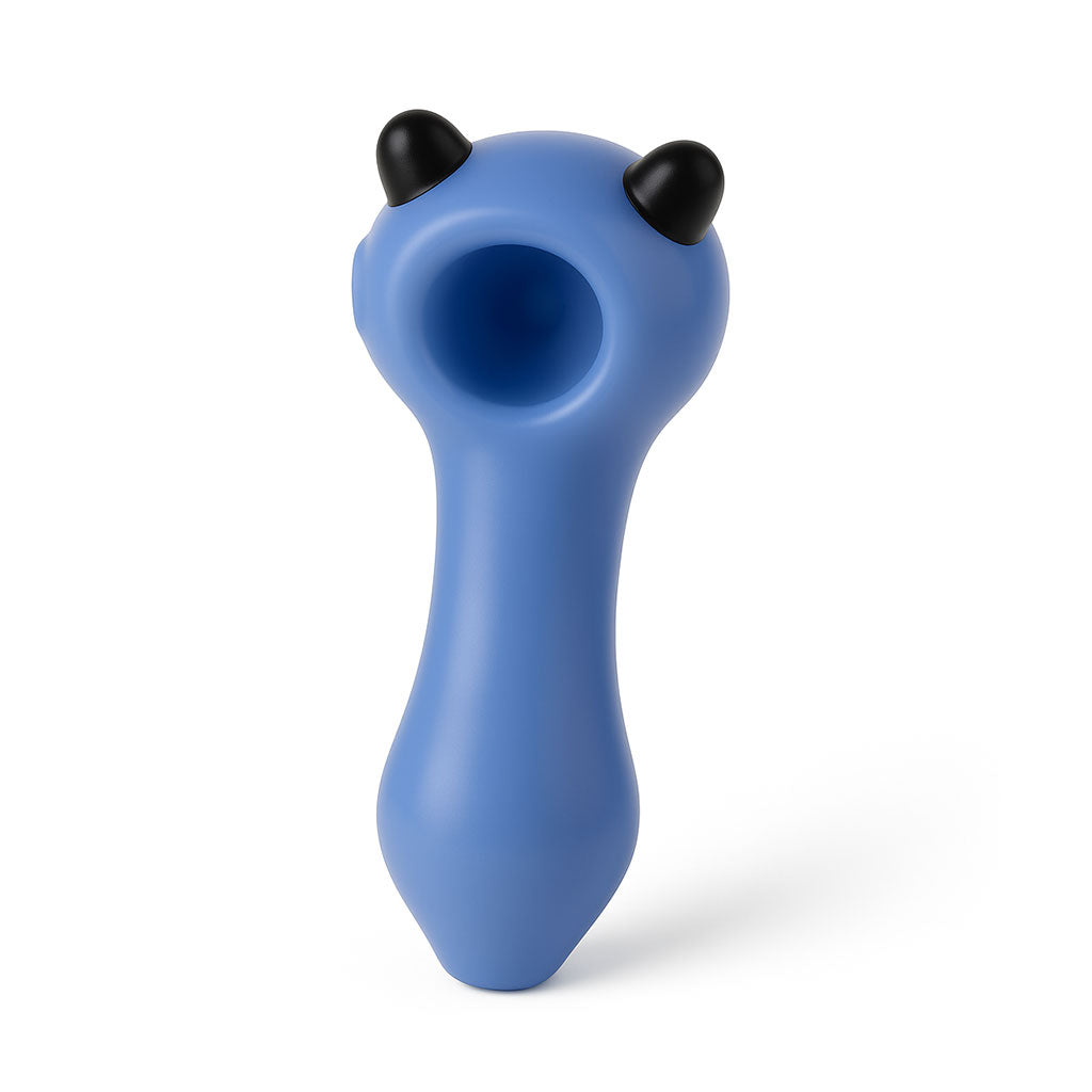 Blue cat ears glass hand pipe, compact and durable—buy online with fast shipping.