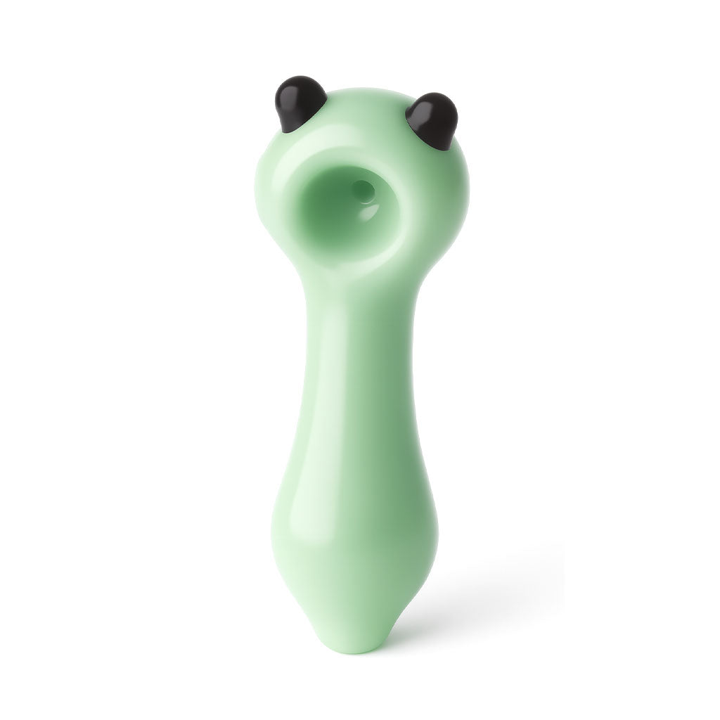 Light Green Cute Cat Ears Hand Pipe, novelty glass smoking accessory at Honeybee Herb