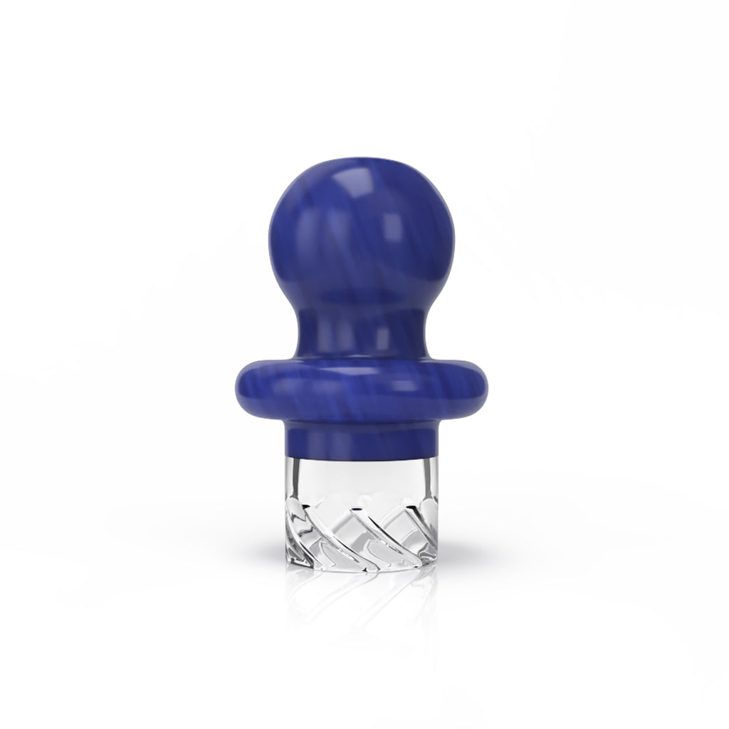 Button Top Vortex Dark Blue Glass Carb Caps Actual Product View