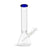 dark blue rim classic glass beaker bong with thick base and clear bowl, durable water pipe for sale at Honeybee Herb