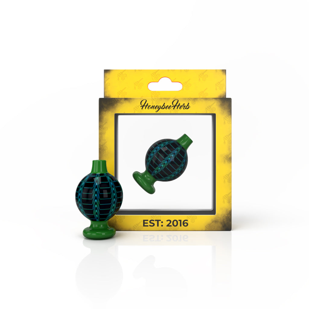 Dark Green Glass Dream Bubble Carb Cap Yellow Packaging View