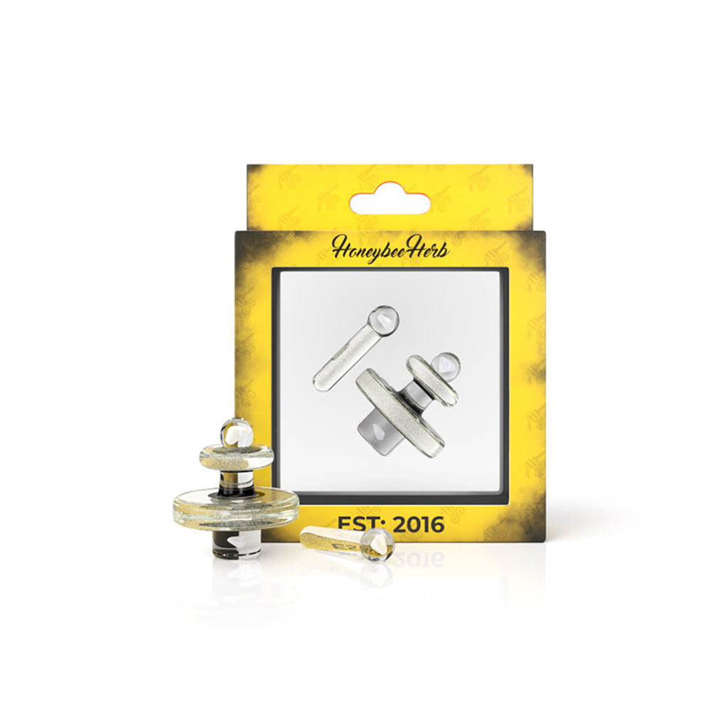 Dichro Gold Glass Opal Galaxy Stardust Terp Slurper Set Of UFO Style Carb Cap And Quartz Insert