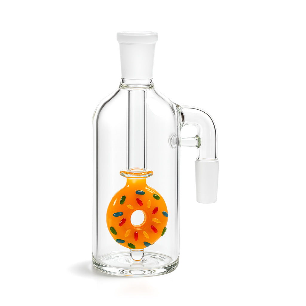 Yellow Donut Perc Glass Ash Catcher 5.1-Inch 90°-Degree For Bongs Available At Honeybee Herb