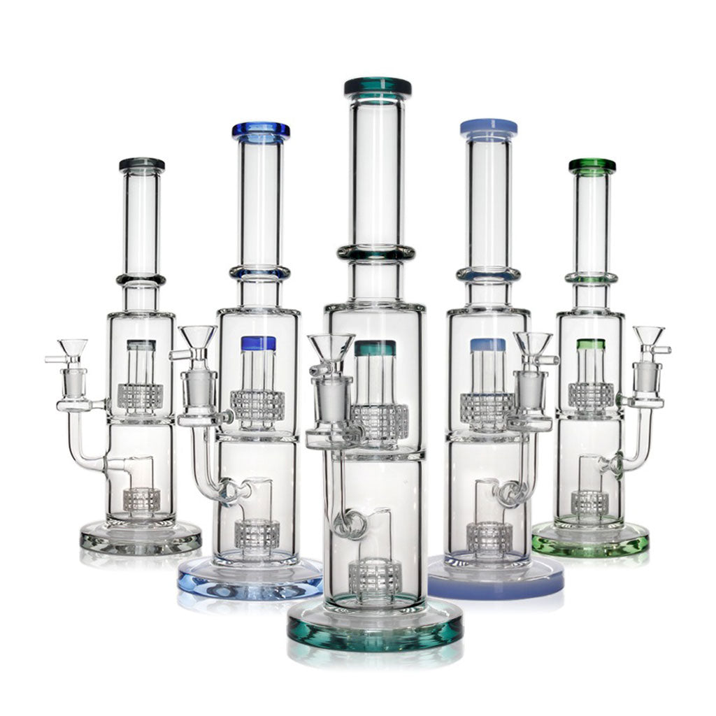 Collection of big bongs with stereo matrix percs in multiple accent colors 