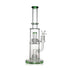 Full view of green double stereo matrix perc bong – tall glass for smooth hits