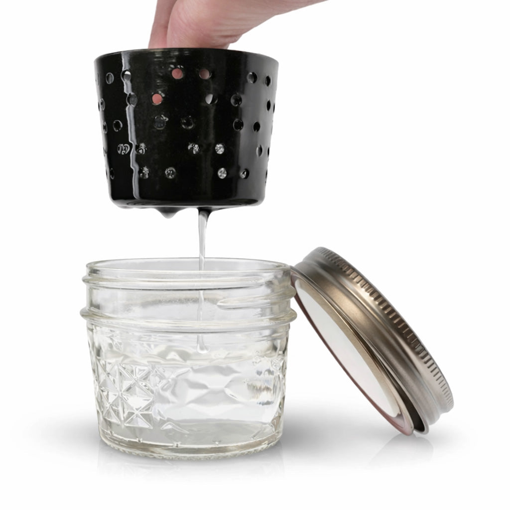 Dr Buzzkill Mini Glass Dunk Tank ISO jar with strainer basket, lid, and jar parts shown
