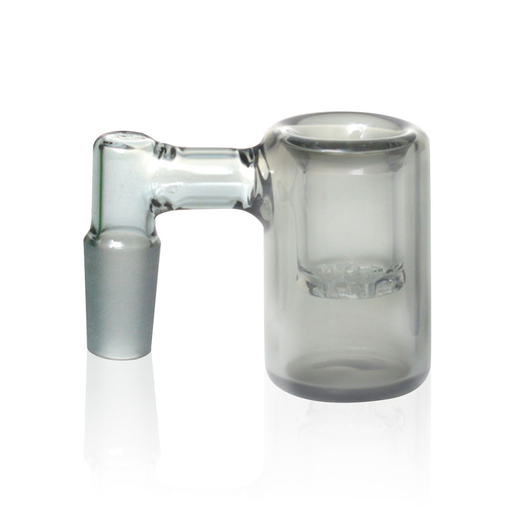 Dry Herb Smoke Glass Sidecar Style 14MM Male 90°-Degree Frosted Joint Ash Catcher with Built-In Flower Bowl