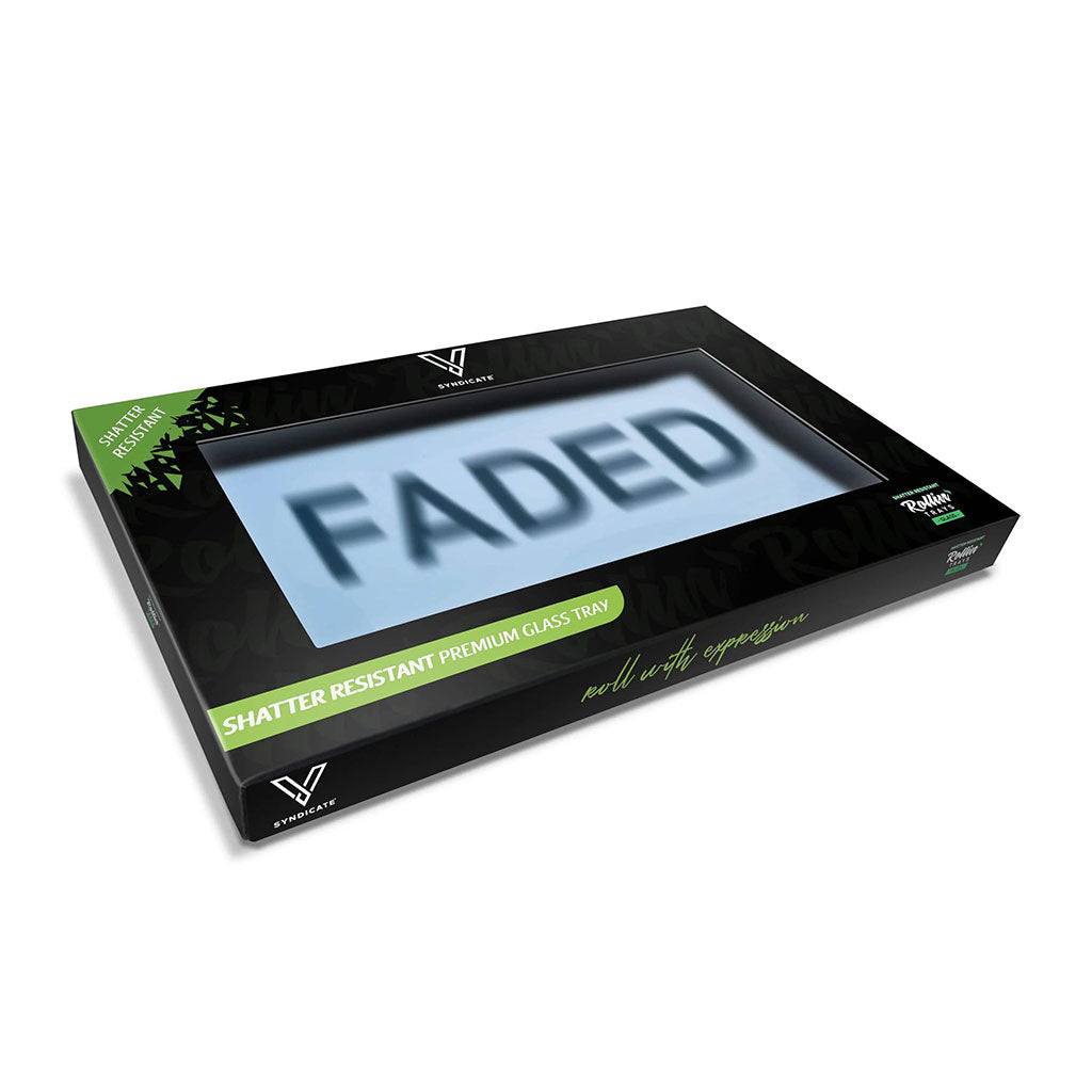 faded glass rolling tray in gift box — shatter resistant, ready to ship — buy now 