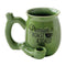 Green ceramic Chubby Premium Roast & Toast pipe mug with a textured surface and a round opening on top.