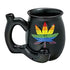 Fashion Craft Leaf on Black Roast & Toast ceramic pipe mug with Rasta leaf design.