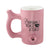 Pink ceramic Premium Roast & Toast pipe mug with a spout for smoking, showcasing a fun design.