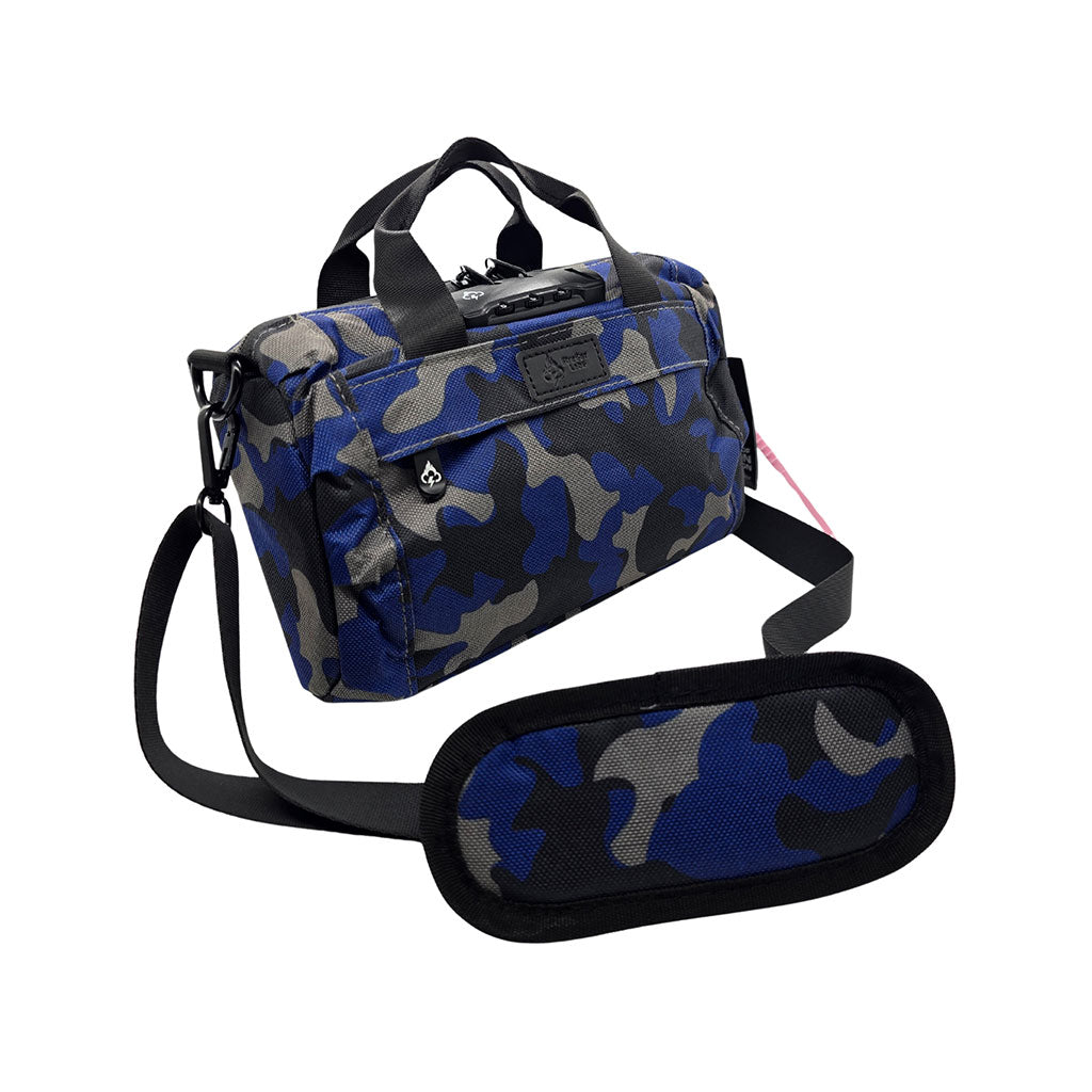 FireBar Labs Blue Camo Smell Proof Lockable Mini Duffle Available at Honeybee Herb