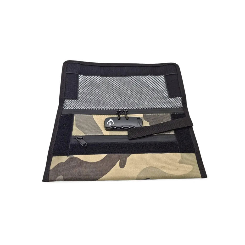 FireBar Labs Grey Camo Smell-Proof Lockable Travel Wallet Available At Honeybee Herb 