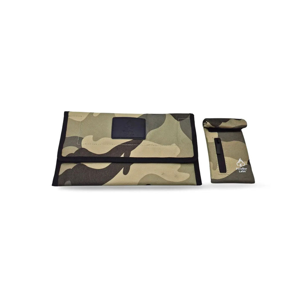 FireBar Labs Grey Camo Smell-Proof Lockable Travel Wallet With A Separate Short Bag