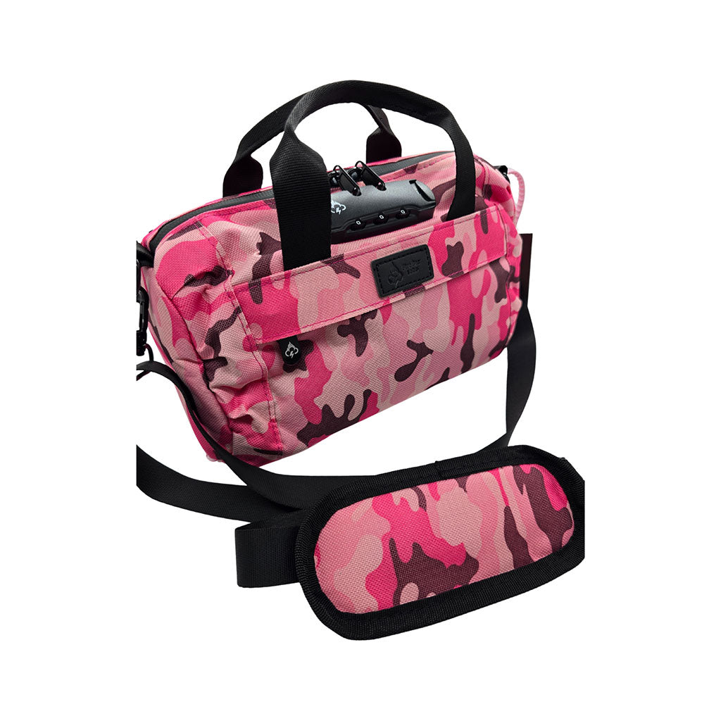 FireBar Labs Pink Camo Smell Proof Lockable Mini Duffle Available at Honeybee Herb