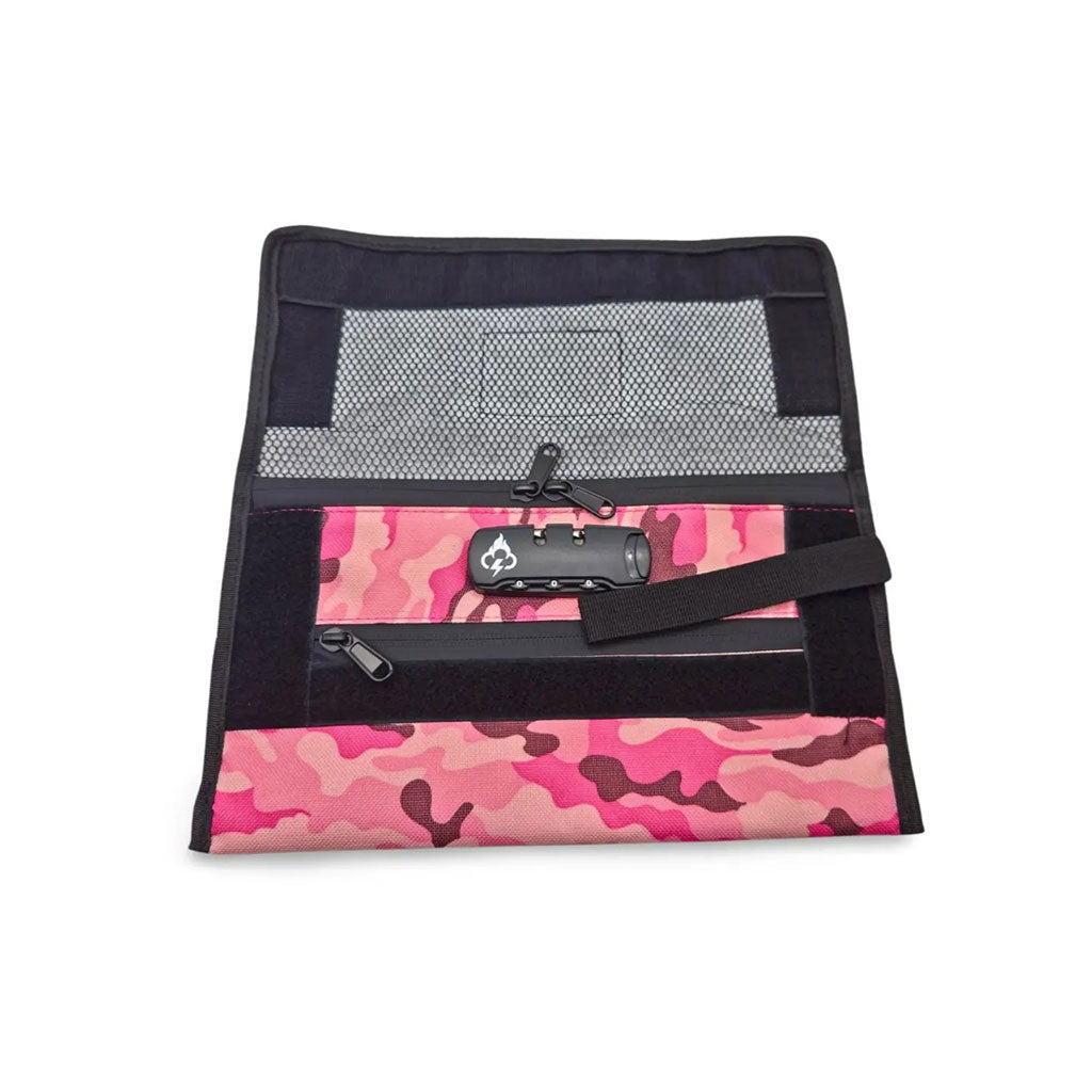 FireBar Labs Pink Camo Smell-Proof Lockable Travel Wallet Inside Lock View
