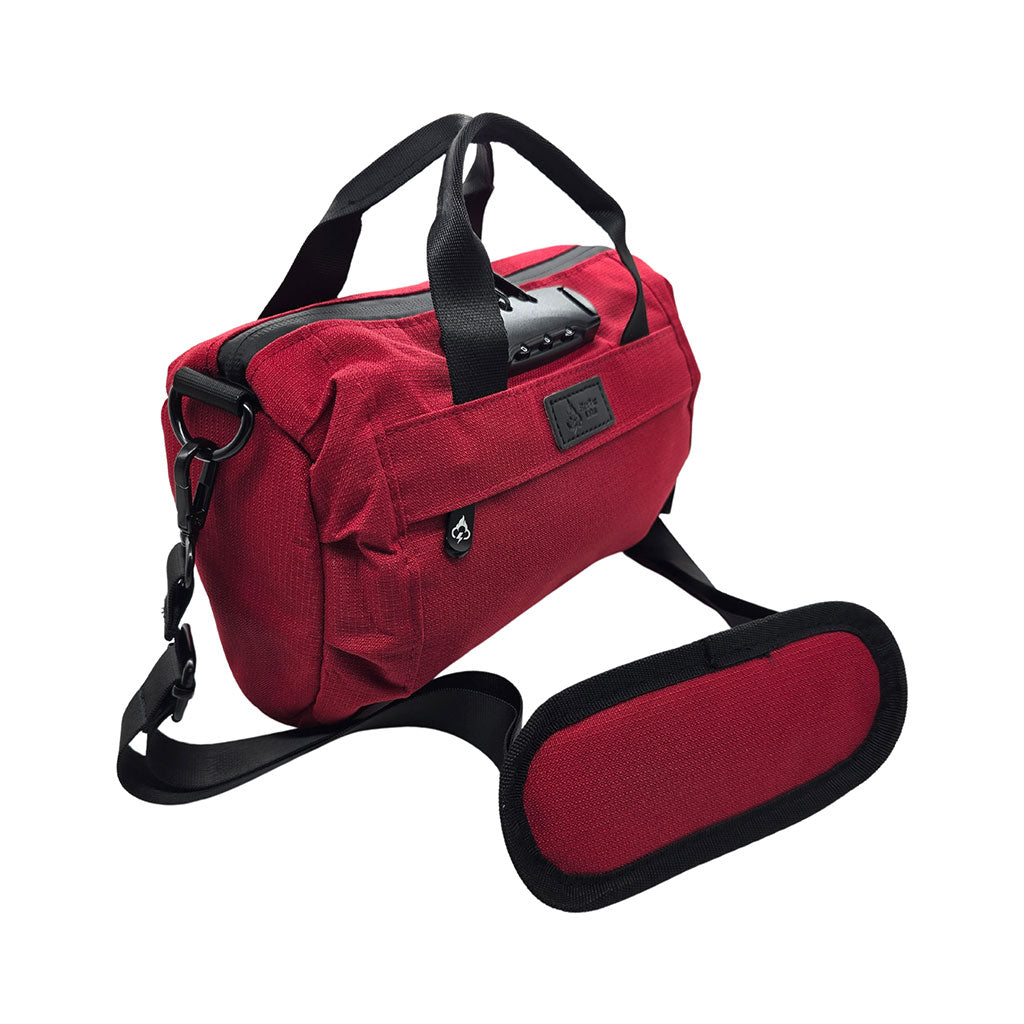 FireBar Labs Ruby Red Smell Proof Lockable Mini Duffle Available at Honeybee Herb
