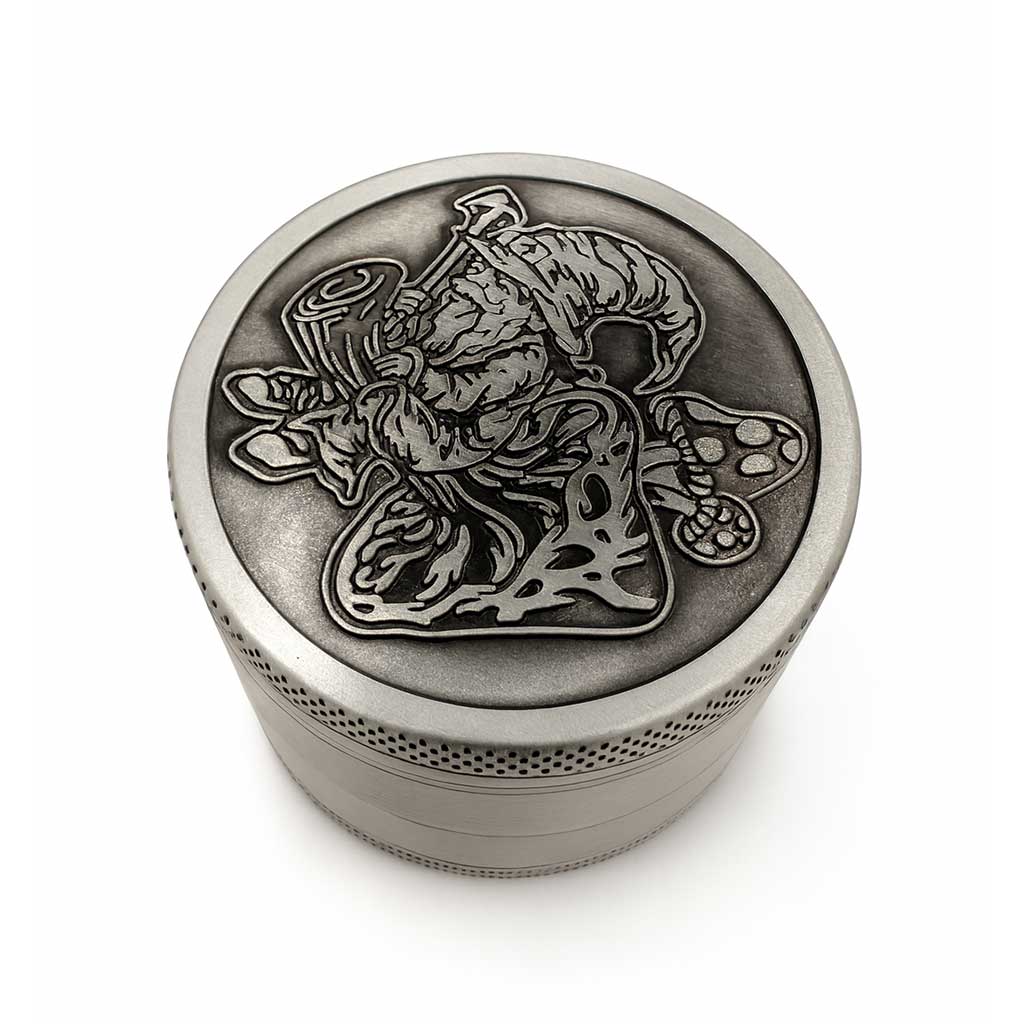 Fly High Wizard Aluminum Embossed Herb Grinder Available At Honeybee Herb