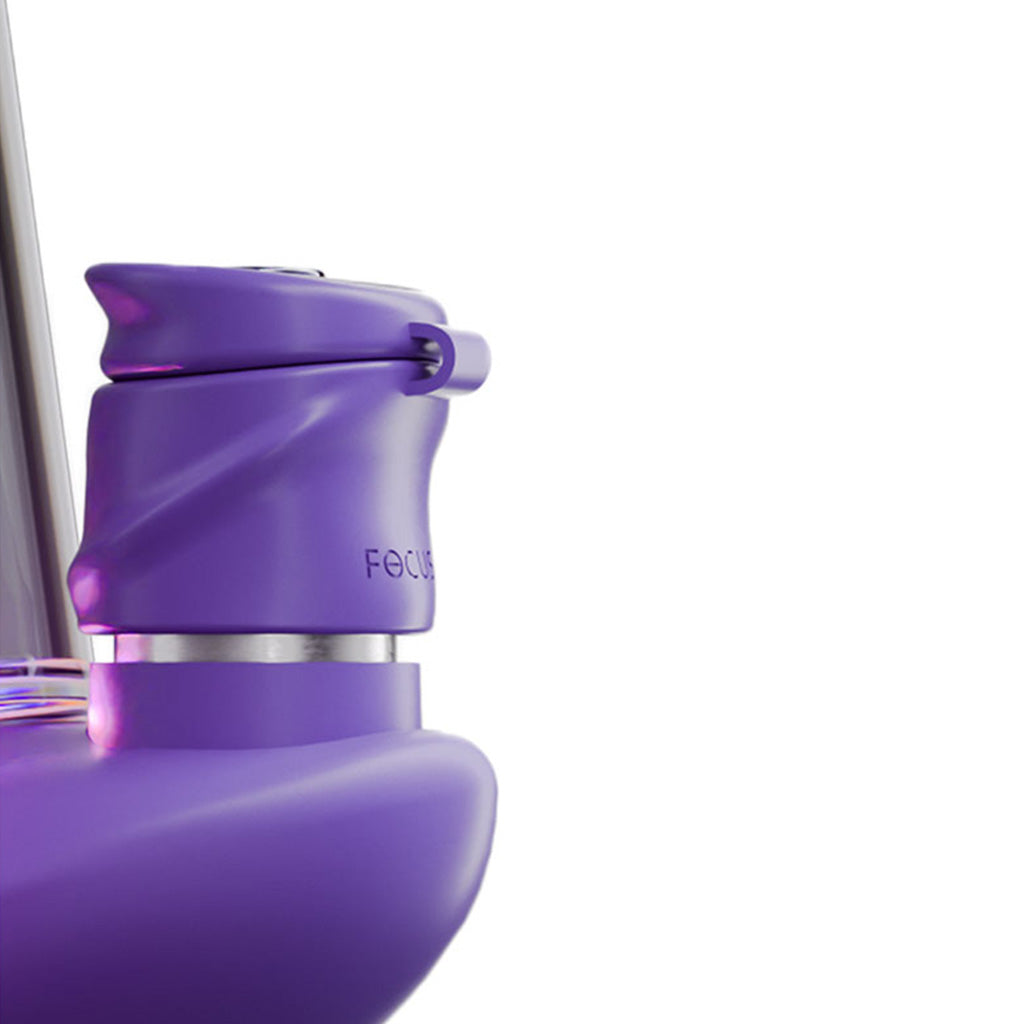  Closeup of Focus V Carta 2 Grape rig with secure carb cap