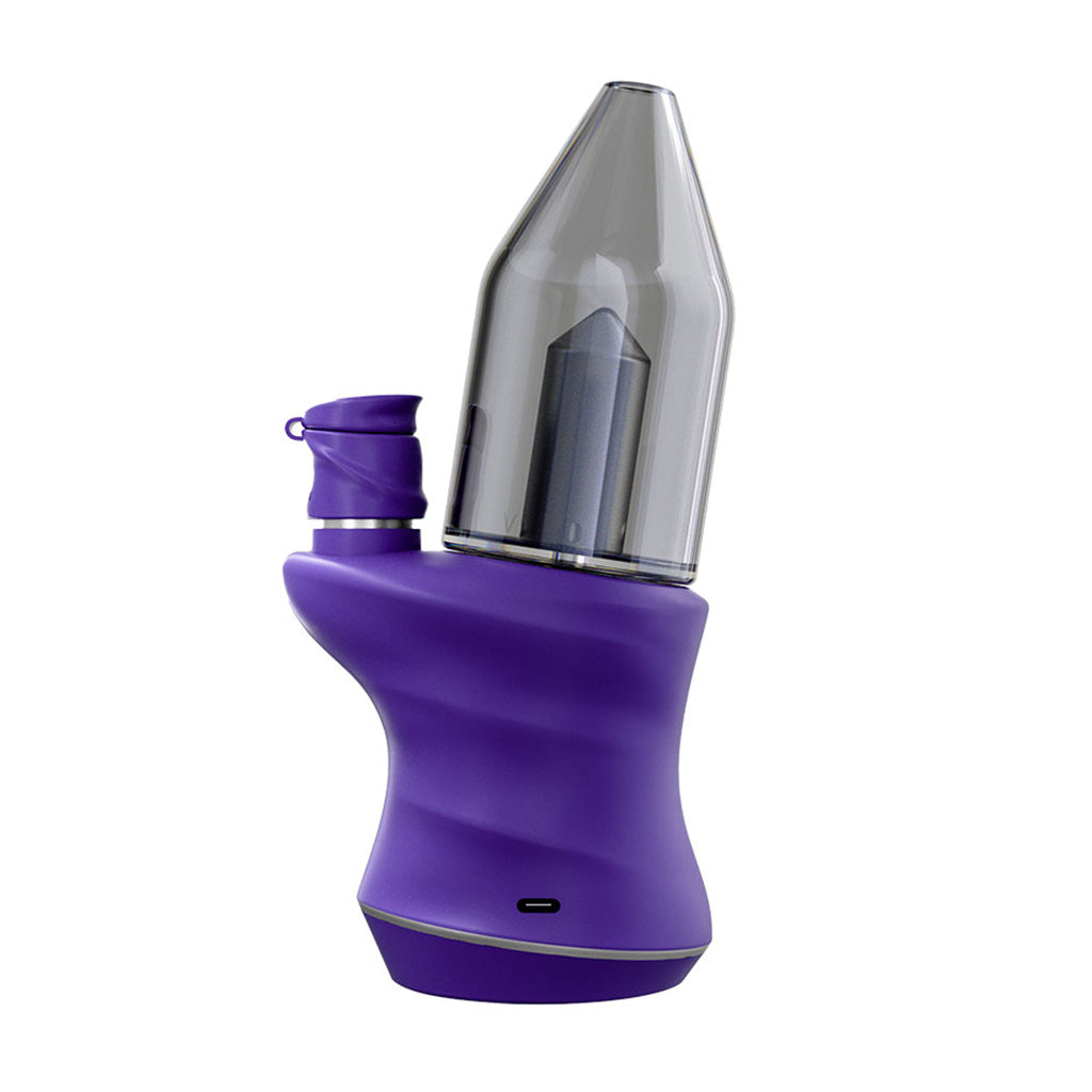 Side view of Carta 2 Grape smart dab rig with USB-C charging