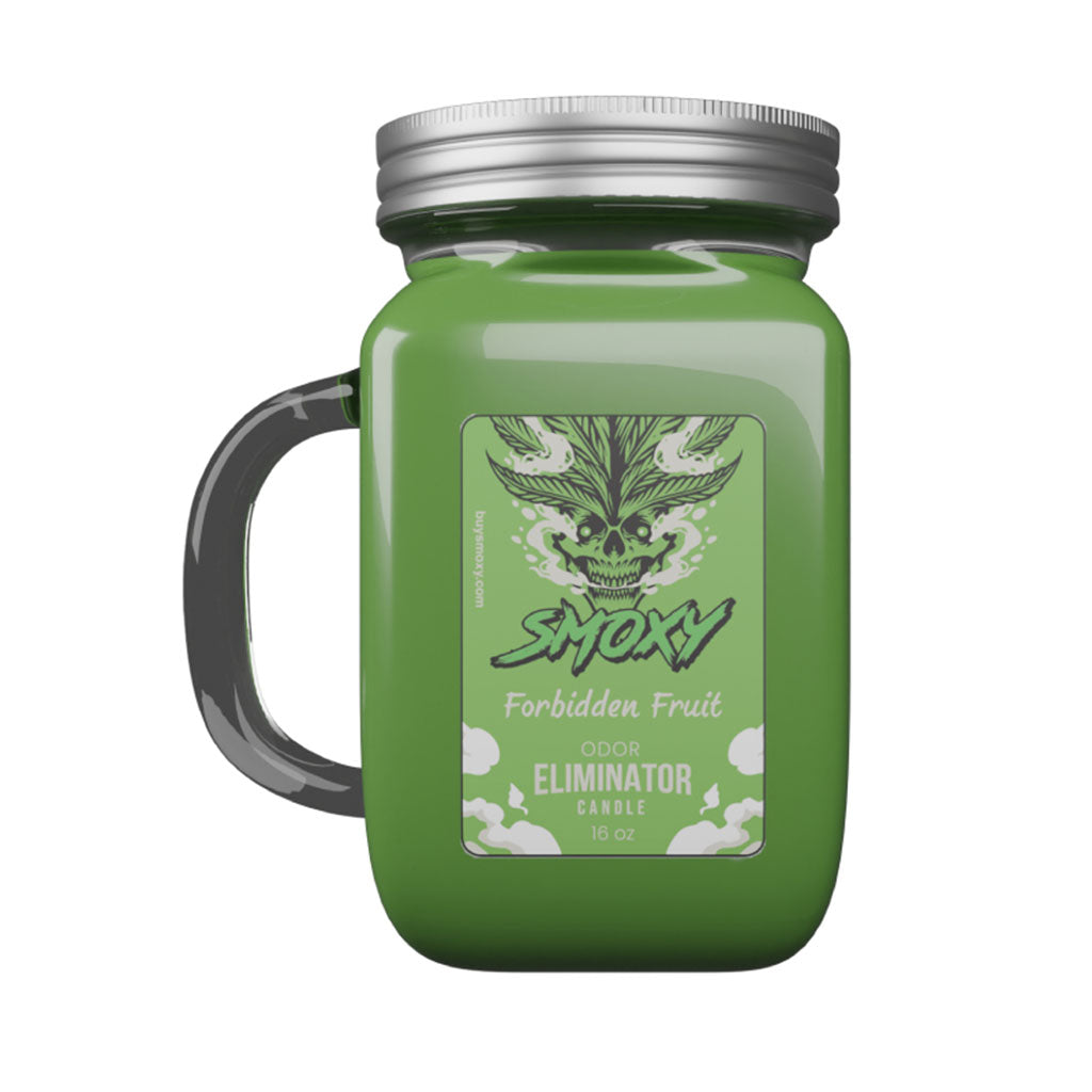 Forbidden Fruit Smoke Candle effectively neutralizing smoke odors for fresher indoor air.