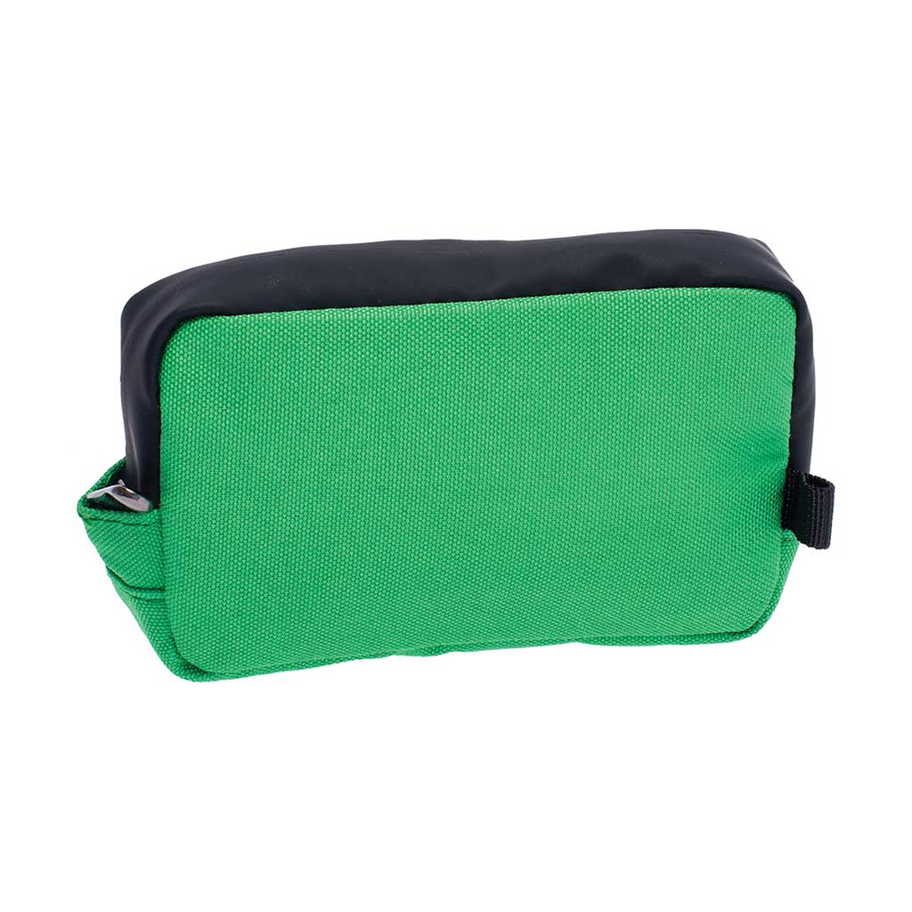 Forest green 5x3 smellproof bag back view, durable discreet storage case 