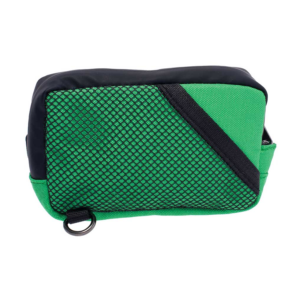 Forest green 5in x 3in smellproof bag front view, odor-resistant herb storage pouch 