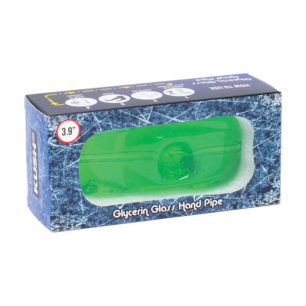 Car design green glycerin glass hand pipe, freeze for icy hits.