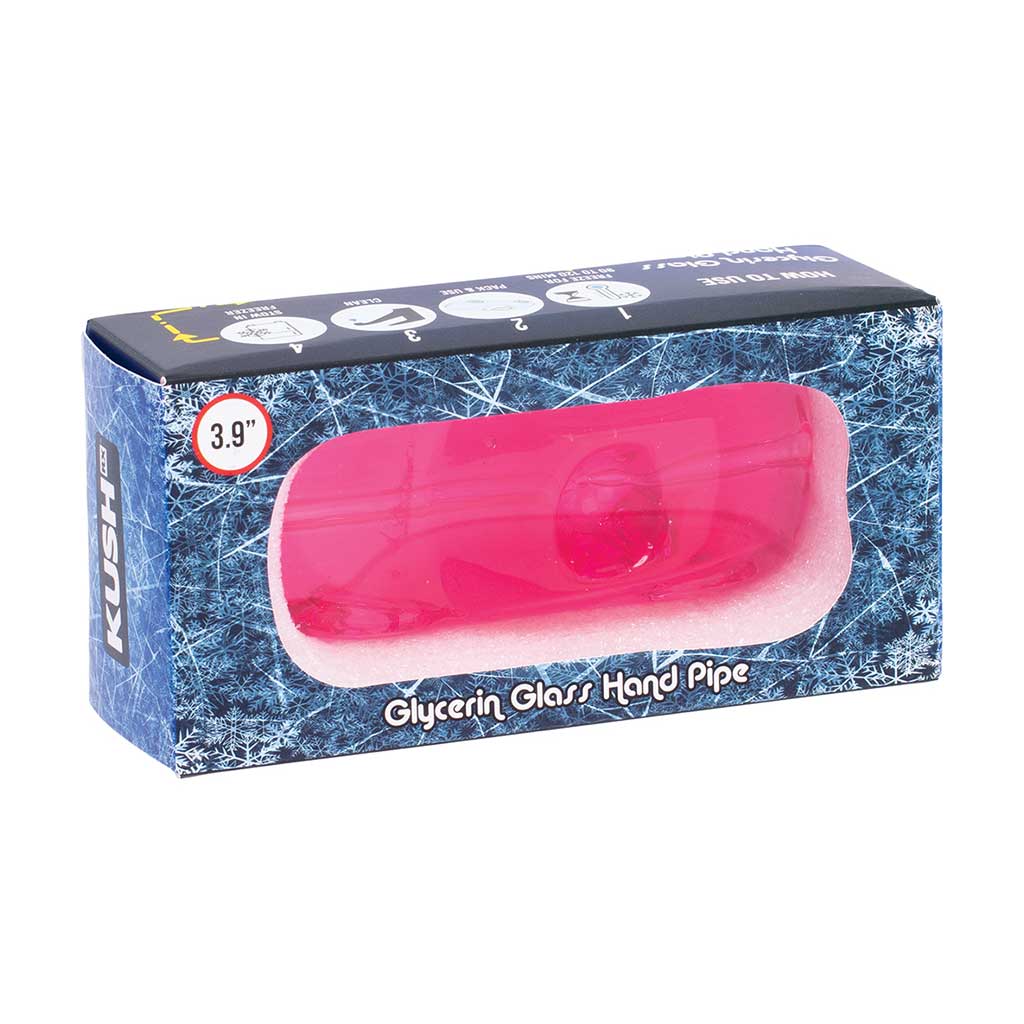 Freeze-ready pink glycerin car hand pipe for icy sessions.