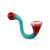 Cool Cherry Frit Sherlock Hand Pipe with teal body, red tip, and red white bowl in a smooth curved glass design