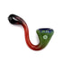 Forest Flame Frit Sherlock Hand Pipe with black and red stem, green bowl, and blue rim accents in a bold frit glass sherlock style
