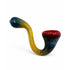 Galactic Chameleon Frit Sherlock Hand Pipe with teal blue tip, golden stem, and deep red navy bowl for colorful glass pipe shoppers