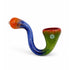 Island Ember Frit Sherlock Hand Pipe with orange and blue body, green red bowl, and curved glass sherlock styling ready to buy online