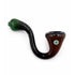 Midnight Vine Frit Sherlock Hand Pipe with green tip, black stem, and rich brown bowl for buyers seeking bold multitone glass