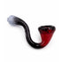 Molten Shadow Frit Sherlock Hand Pipe with pale gray tip, black stem, and deep red bowl in a dark high-contrast glass finish