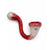 Red Mint Spark Frit Sherlock Hand Pipe with mint white tip, vivid red body, and red white bowl in a colorful curved hand pipe style