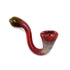 Redwood Mist Frit Sherlock Hand Pipe with olive brown tip, red wood toned body, and deep red bowl in a classic curved glass shape