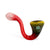 Watermelon Bliss Frit Sherlock Hand Pipe with soft pink tip, bright red body, and yellow green bowl in a curved sherlock design