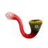 Watermelon Bliss Frit Sherlock Hand Pipe with soft pink tip, bright red body, and yellow green bowl in a curved sherlock design