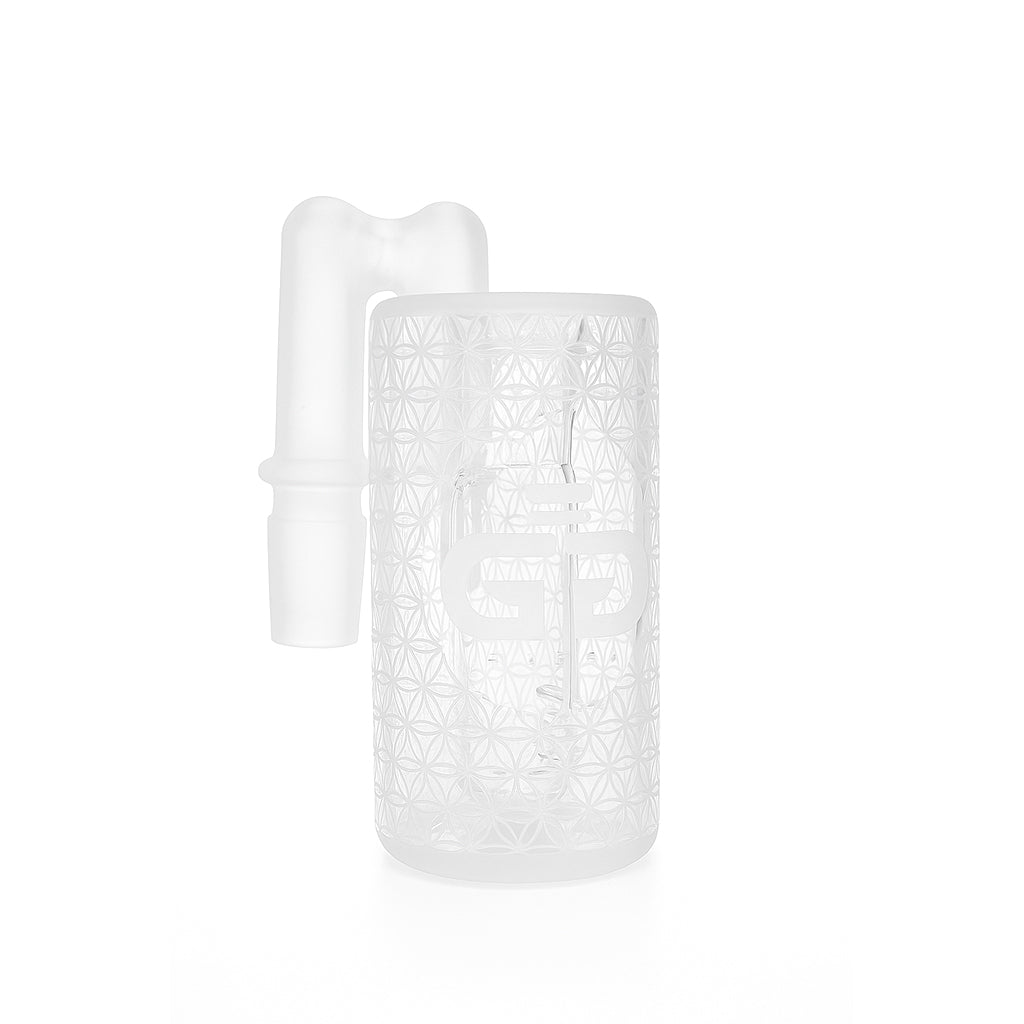 Frosted Coil Perc Ash Catcher – Etched Glass Design Available at Honeybee Herb