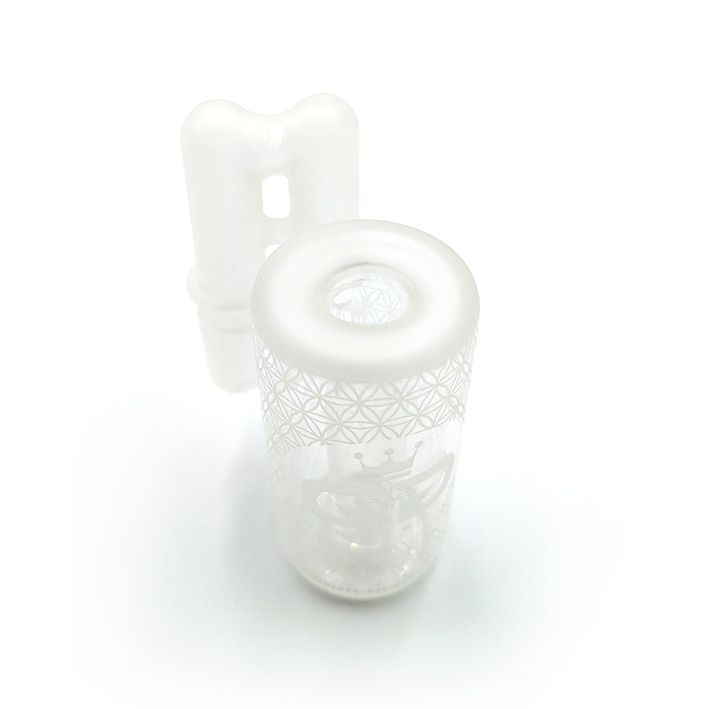 Frosted Coil Perc Ash Catcher Upper view – Etched Glass Design Available at Honeybee Herb