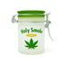 Frosted glass Holy Smoke Airtight Storage Jar with green lid by Ted Miller Innovations, available at Honeybee Herb.