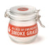 Fujima 500 ml airtight glass stash jar with clamp lid and “In Case of Emergency Smoke Grass” label