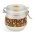 Fujima 500 ml airtight glass stash jar with clamp lid and white leaf pattern band
