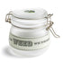Fujima 500 ml airtight glass stash jar with clamp lid and “In Weed We Trust” band