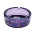 Side View Of Purple Medium Glass Ashtray With Single Notch And “Drop In” Psychedelic Mushroom Artwork