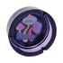 Top View Of Purple Glass Ashtray With Colorful Mushroom Design And Text “Drop In”